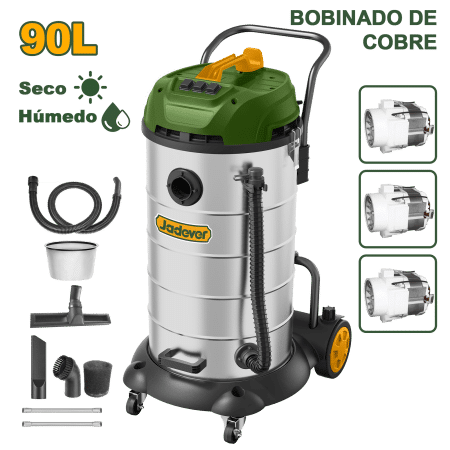 ASPIRADORA 90L 2X1200W 3.3M3/MIN 21KPA SECO/HUMEDO