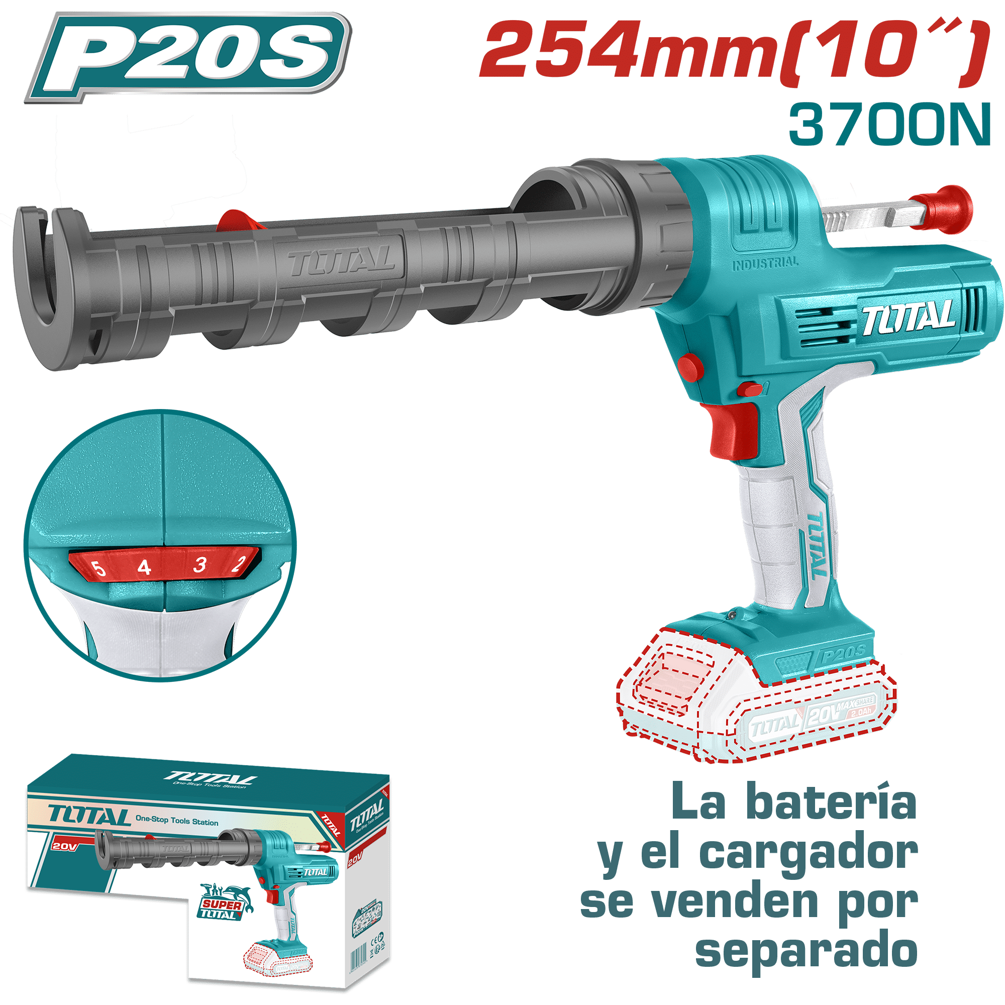 PISTOLA DE CALAFATEO 20V 3700N 10PULG V:0.5-4.4MM/S