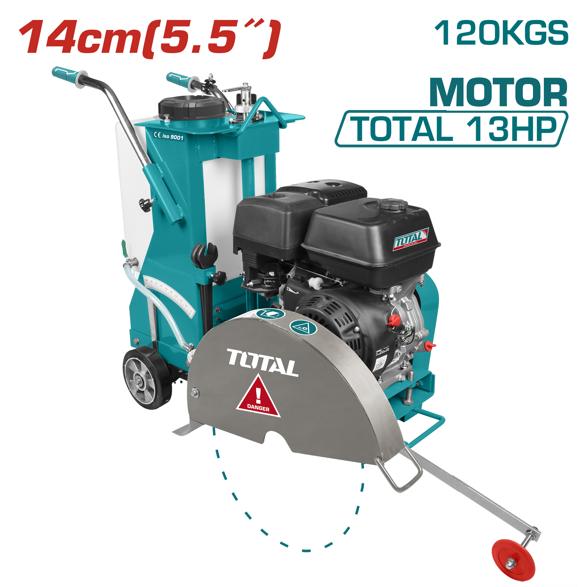 CORTADORA DE PISO 13HP 120KG CORTE: 14CM HOJA:30-45 (12-18'')