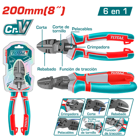 ALICATE DE CORTE 200MM (6 EN 1)