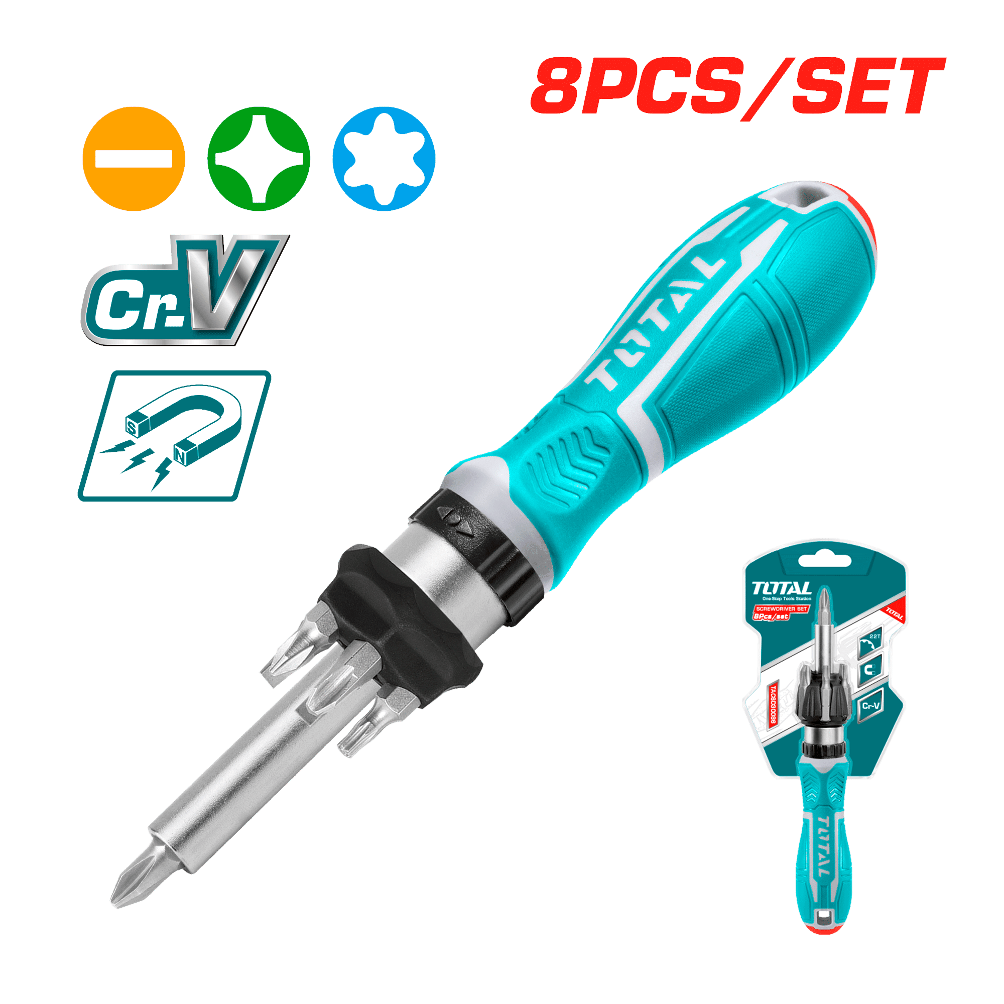 ATORNILLADOR RACHET 8PZS CRV MAGNETICO