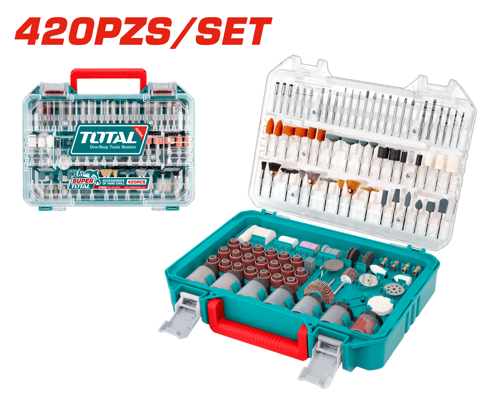 ACCESORIOS P/MINI-RECTIFICADOR 420PZS INC. ESTUCHE