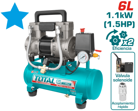 COMPRESORA OIL-FREE 06L 1.5HP 67DB 8BAR 3400RPM