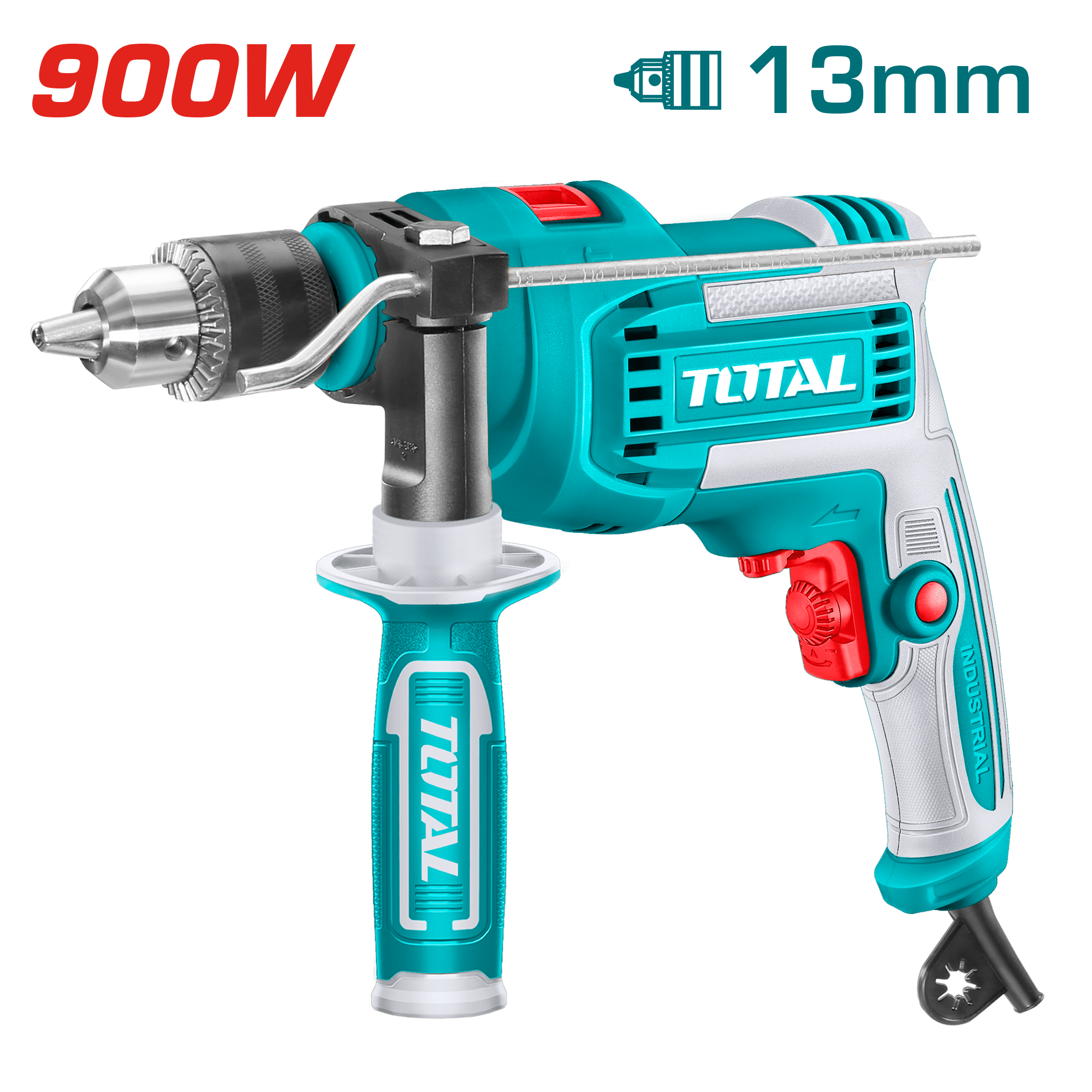 TALADRO PERCUTOR 900W 13MM 0-2800RPM VEL. VARIABLE CHUCK AUTOMATICO INDUSTRIAL