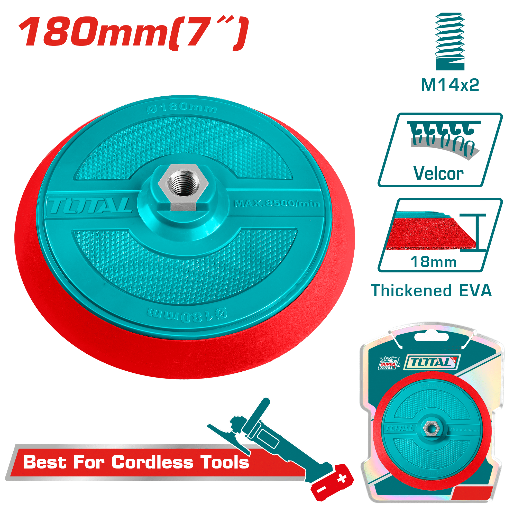 PLATO 180MM PPM14X2 VELCRO PARA AMOLADORA (PULIDO Y LIJADO)