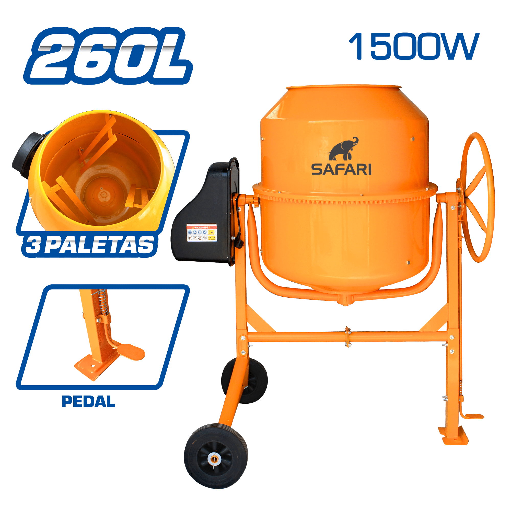 MEZCLADORA DE CONCRETO 260L 1500W