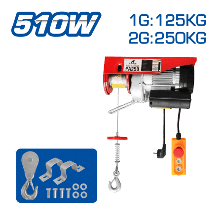 TECLE ELECTRICO 510W 1G:125KG / 2G:250KG E:6-12M V:5-10M/MIN