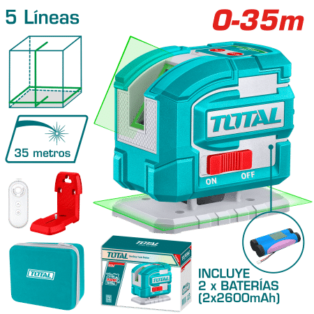NIVEL LASER AUTOMATICO 0-35M 5 LINEAS PRECISION 1.5MM VERDE +ACC INDUSTRIAL