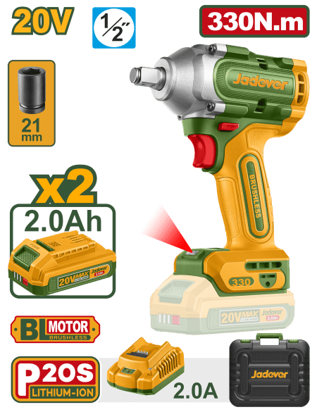 ATORNILLADOR IMPACTO 20V 330NM 2X2.0AH 2900BPM BRUSHLESS MALETIN