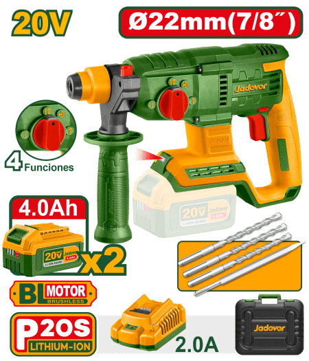 ROTOMARTILLO +22MM 20V 2.0J 0-5400BPM 2X4.0AH