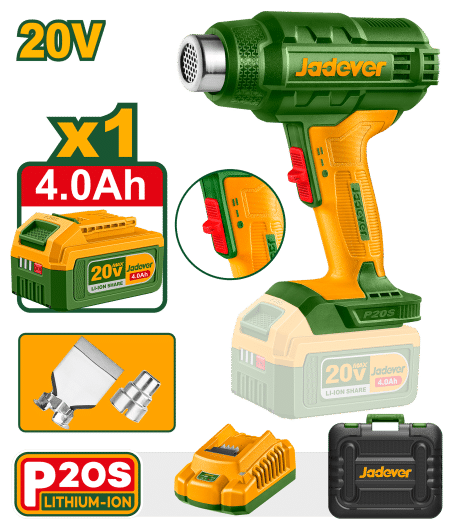 PISTOLA DE CALOR 300-560ºC  P20S 1X4.0AH MALETIN