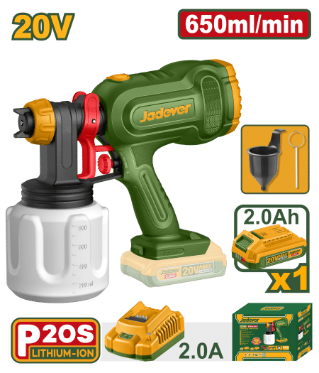 PISTOLA PINTAR 20V 650ML/MIN 100DIN-S CAP:800ML 1X2.0AH