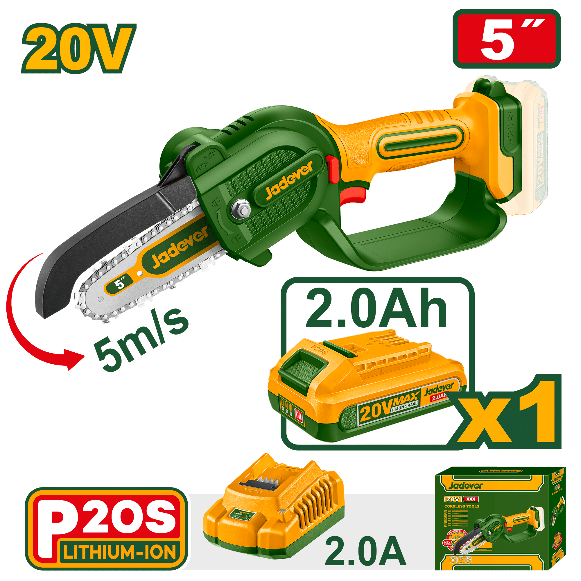 SIERRA DE CADENA PODADORA 20V 5" 13CM 1X2.0AH