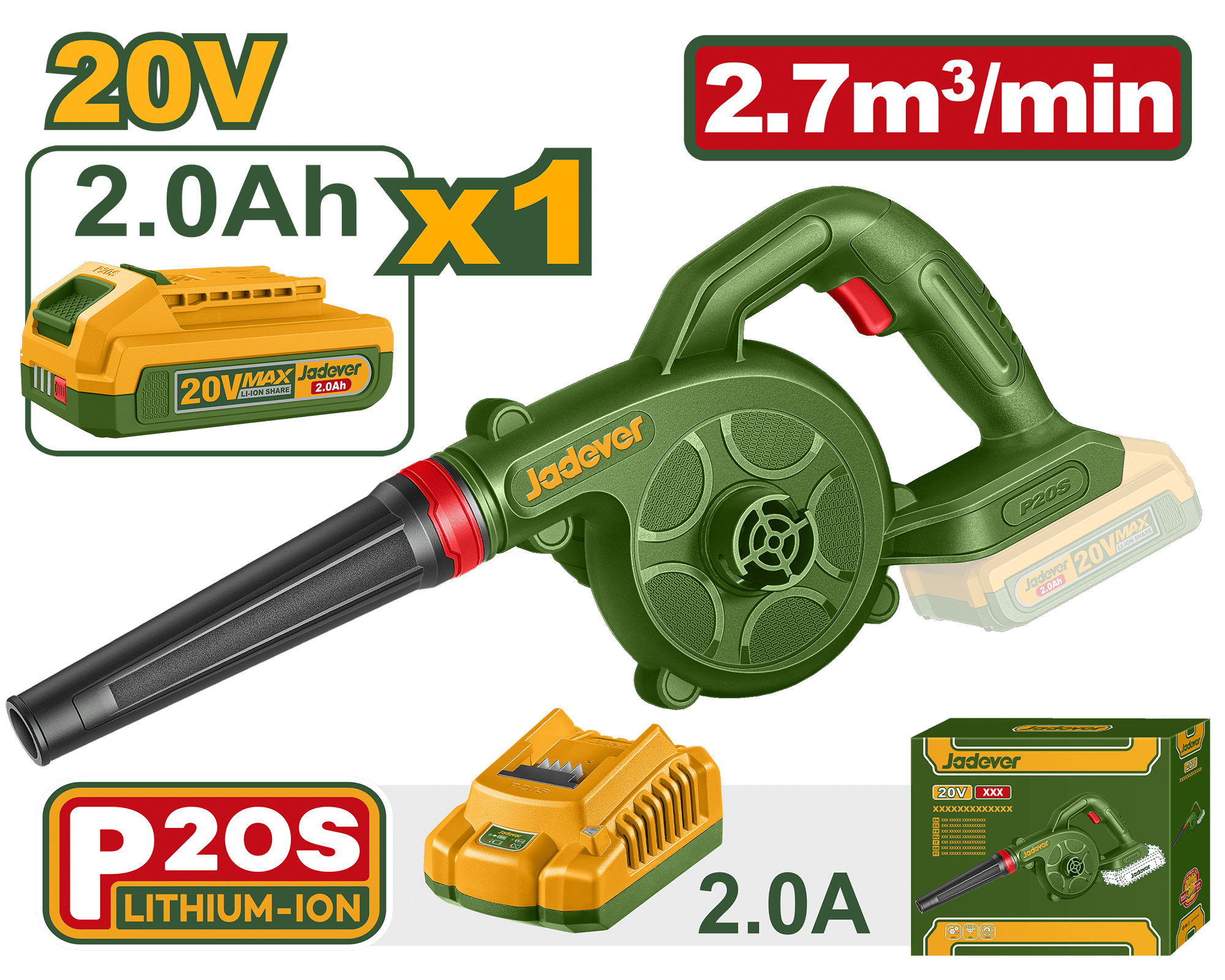 SOPLADORA 20V 2.7M3 18000/MIN 1X2.0AH