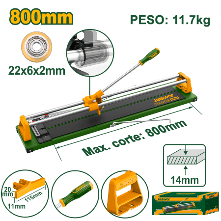 CORTA MAYOLICA 800MM CORTE 14MM HOJA 22X6X2MM BASE 1000X200MM