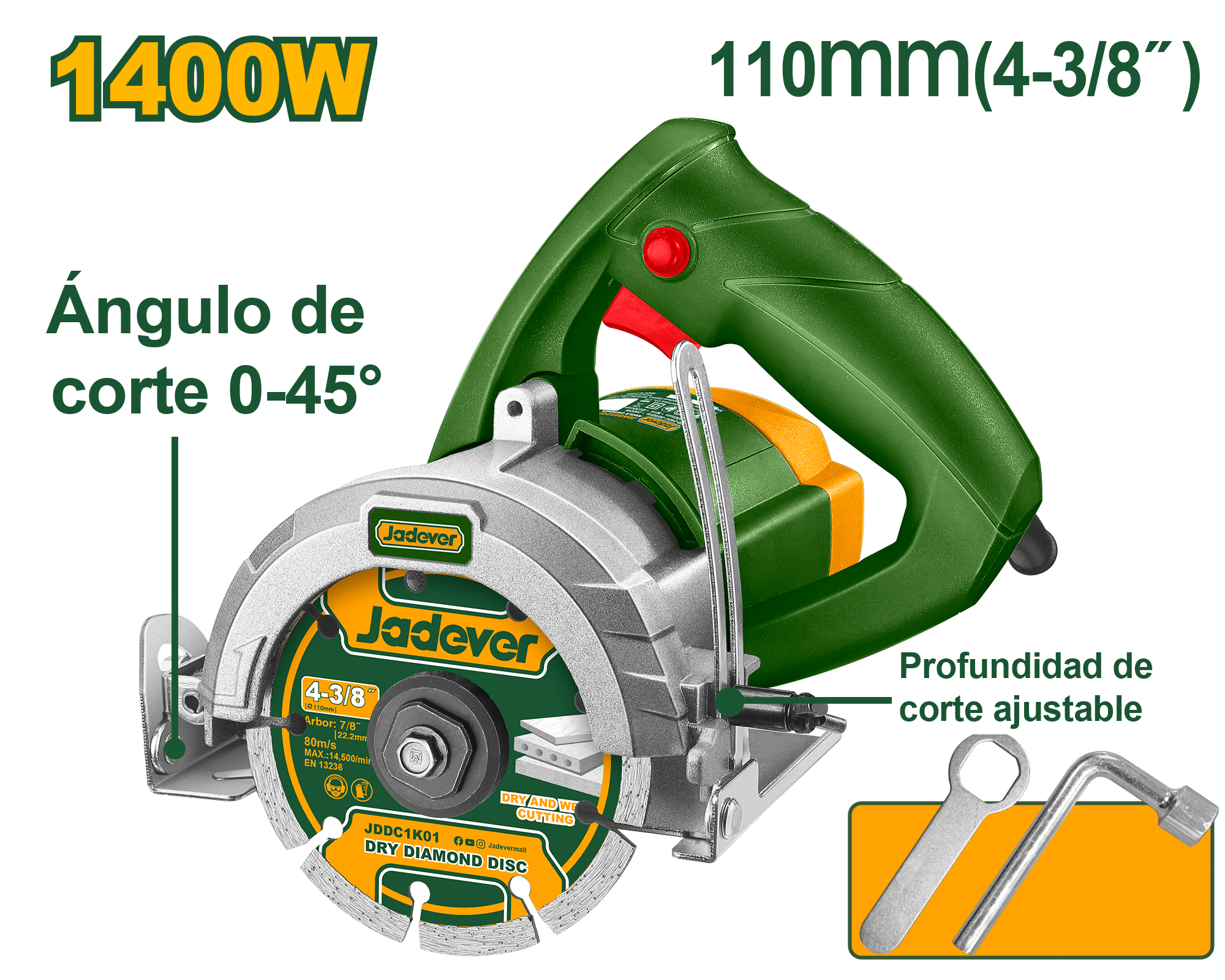 CORTADOR DE MARMOL 1400W 13000RPM 110X20MM CORTE 34MM