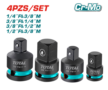 SET ADAPTADORES CUADRADOS CR-MO 4PCS INDUSTRIAL