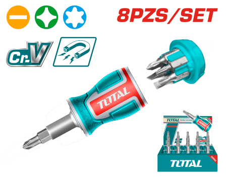 SET DESTORNILLADOR 8 EN 1 PUNTAS INTERCAMBIABLES CR.V MAGNETICO