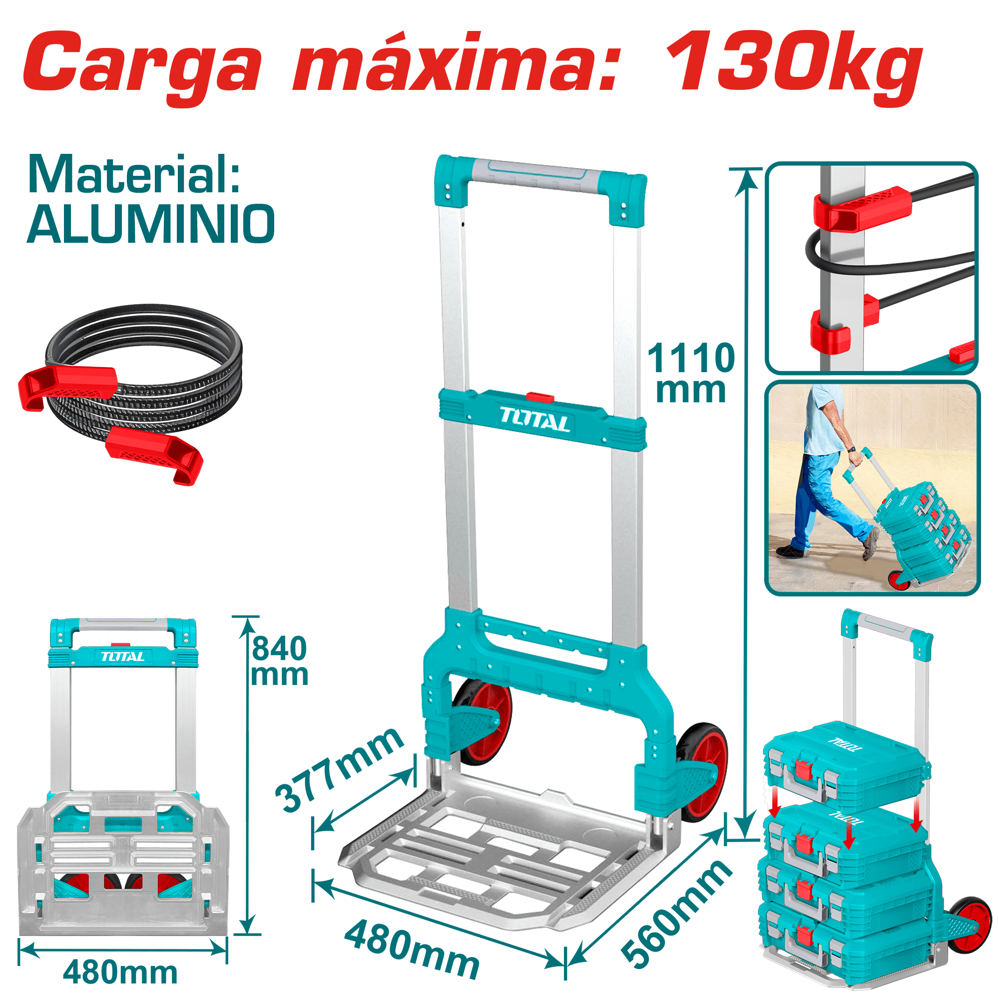 CARRETILLA PLEGABLE ALUMINIO MAX: 130KG IDEAL PARA CAJAS APILABLES INDUSTRIAL