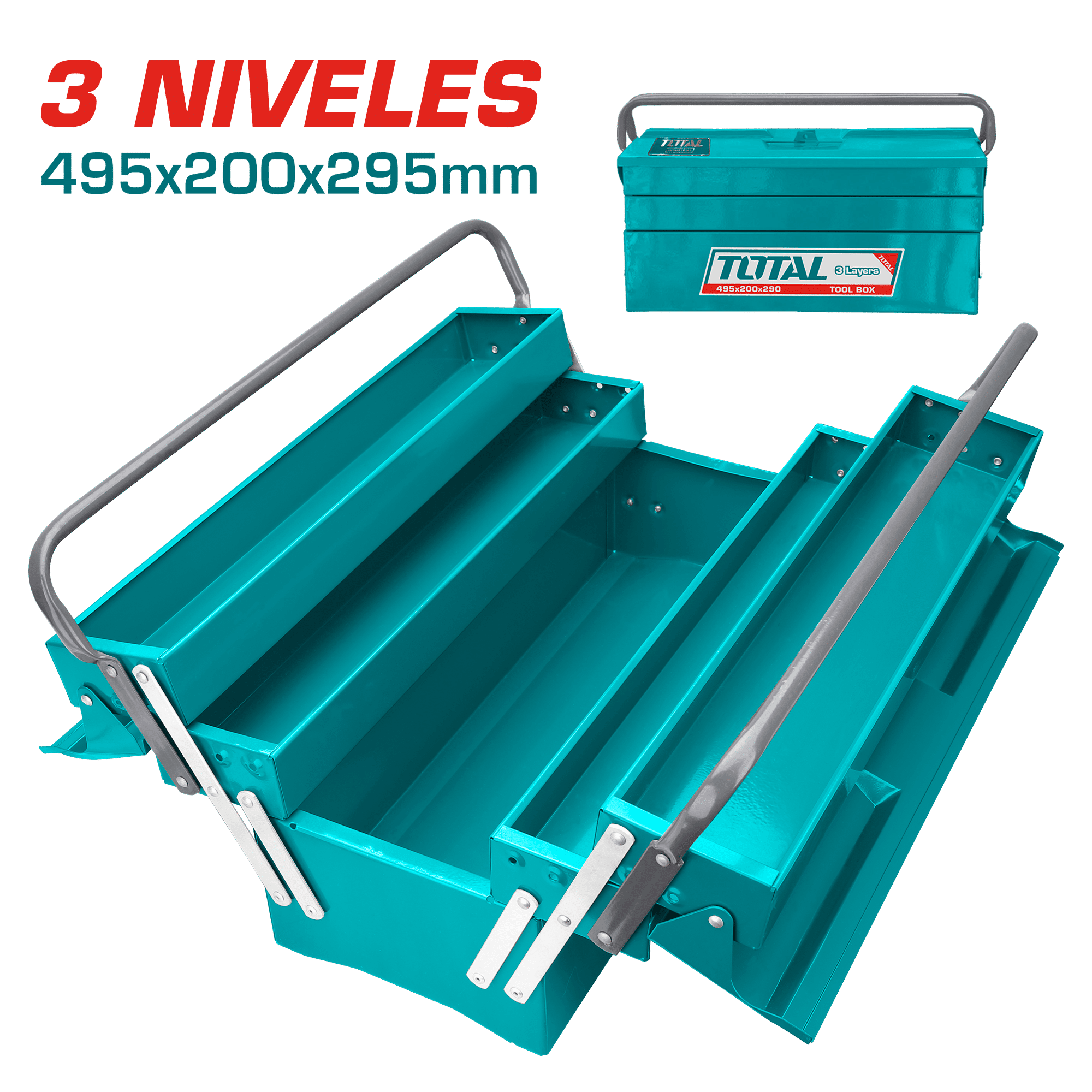 PORTA HERRAMIENTAS DE ACERO 0.6-0.8MM 3 NIVELES 49.5CM INDUSTRIAL