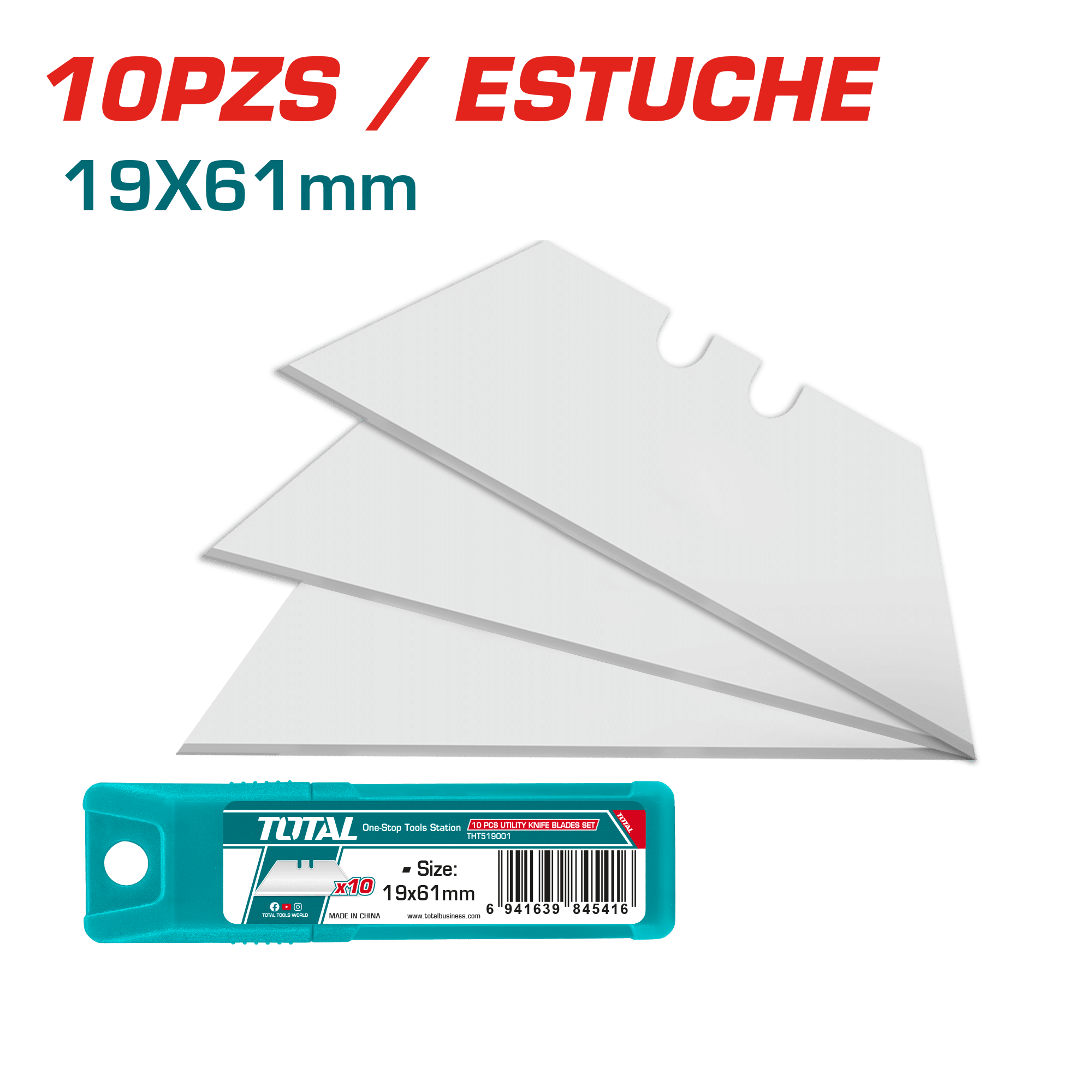 SET DE CUCHILLAS UTILITARIAS 10PCS/SET 61X19MM