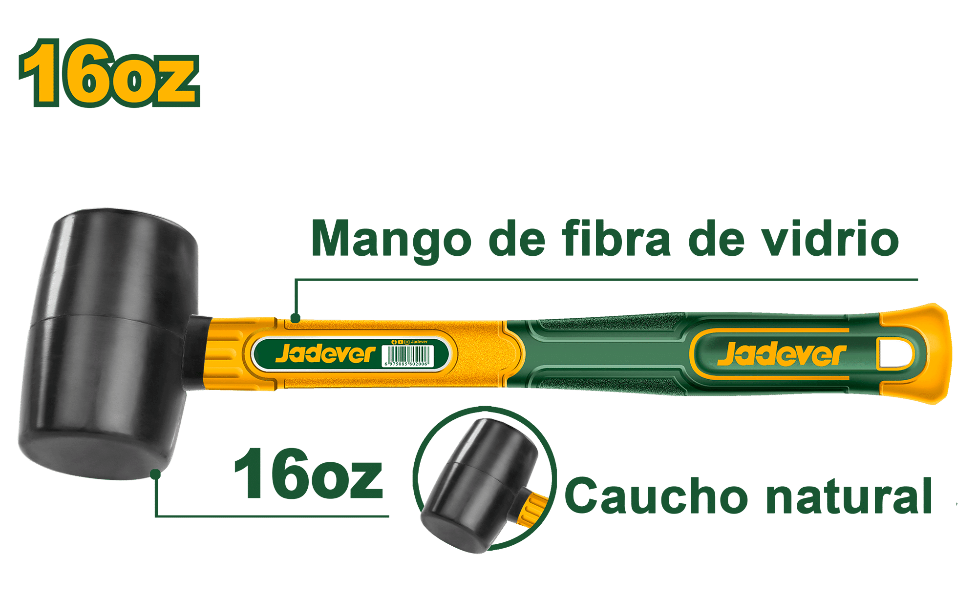 MARTILLO DE GOMA 16OZ MANGO DE FIBRA