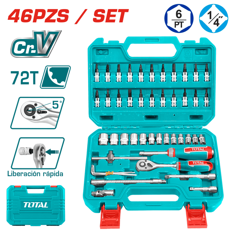 Safari Group | SET RACHET 1/4 + SOCKET + ACC CR-V ACERO 46PCS MALETIN ...