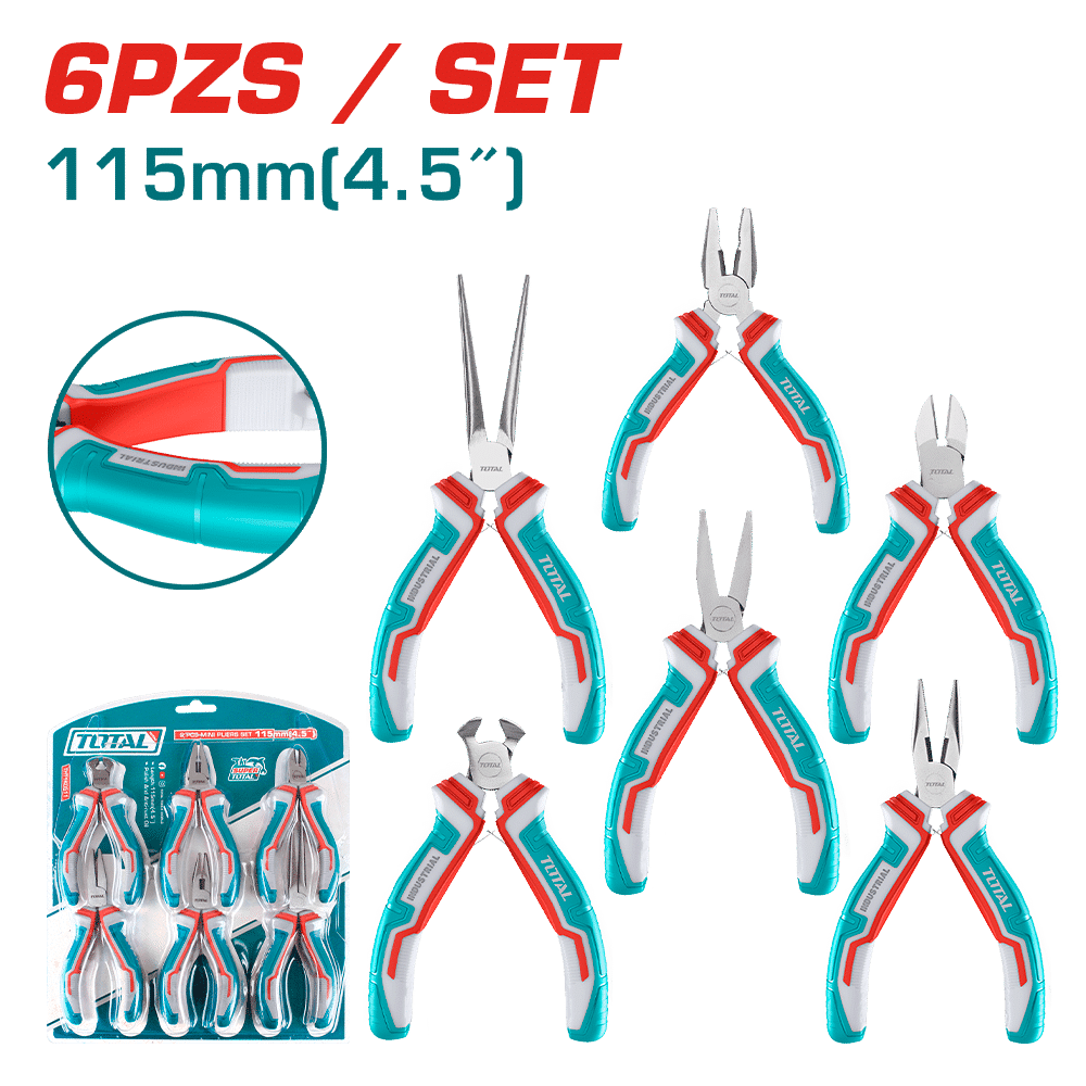 SET DE ALICATES MINI 6PCS MANGO BICOLOR BLISTER
