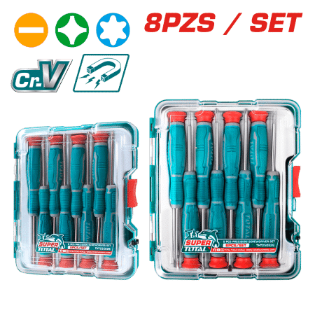 SET DESTORNILLADORES PRECISION 8PCS CR.V MAG. ESTUCHE INDUSTRIAL