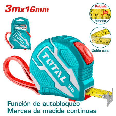 CINTA METRICA DE ACERO/ABS DOBLE LADO 3MX16MM