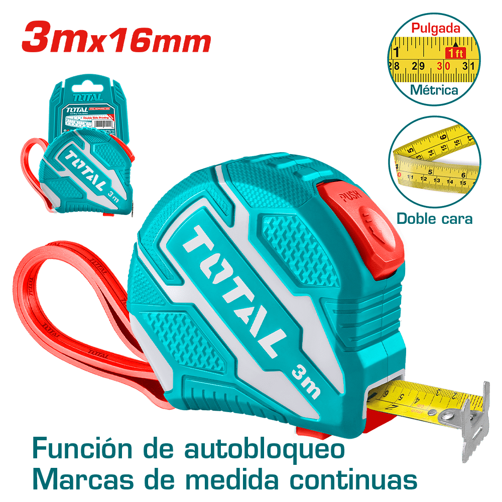 CINTA METRICA DE ACERO/ABS DOBLE LADO 3MX16MM
