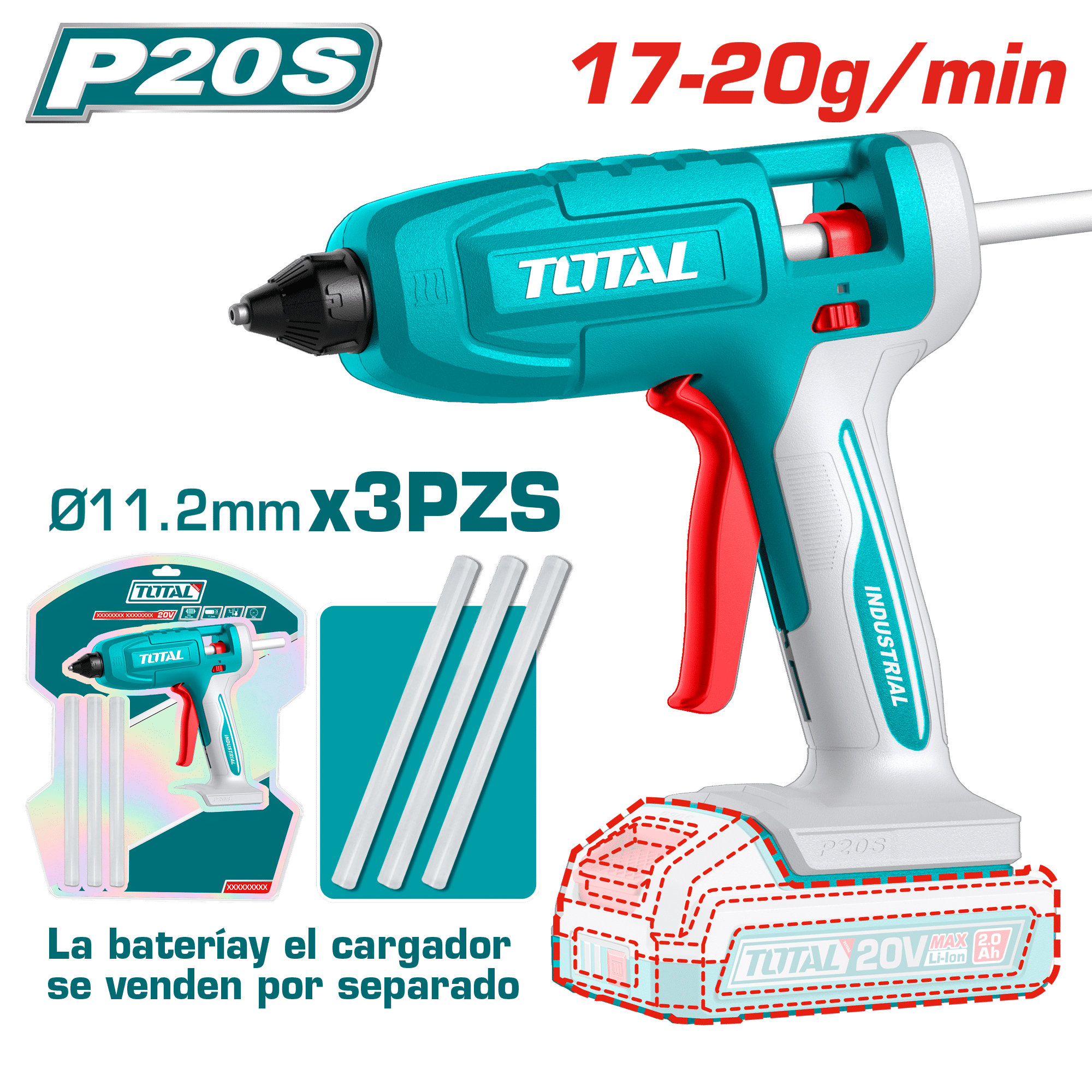 APLICADOR DE ADHESIVO 20V 17-20G/MIN BARRA: 11.2MM +ACC