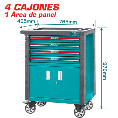 GABINETE PORTA HERRAMIENTAS 4 CAJONES + 1 ALMACÉN 765X465X812MM C/RUEDAS INDUSTRIAL