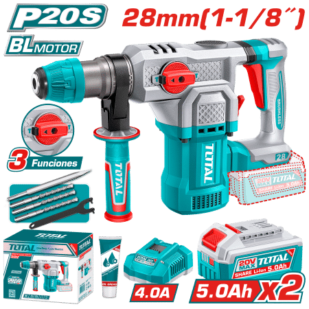 ROTOMARTILLO SDS+ 28MM 20V BL 4.5J 0-44000BPM 2X5.0AH 3FUN +ACC INDUSTRIAL