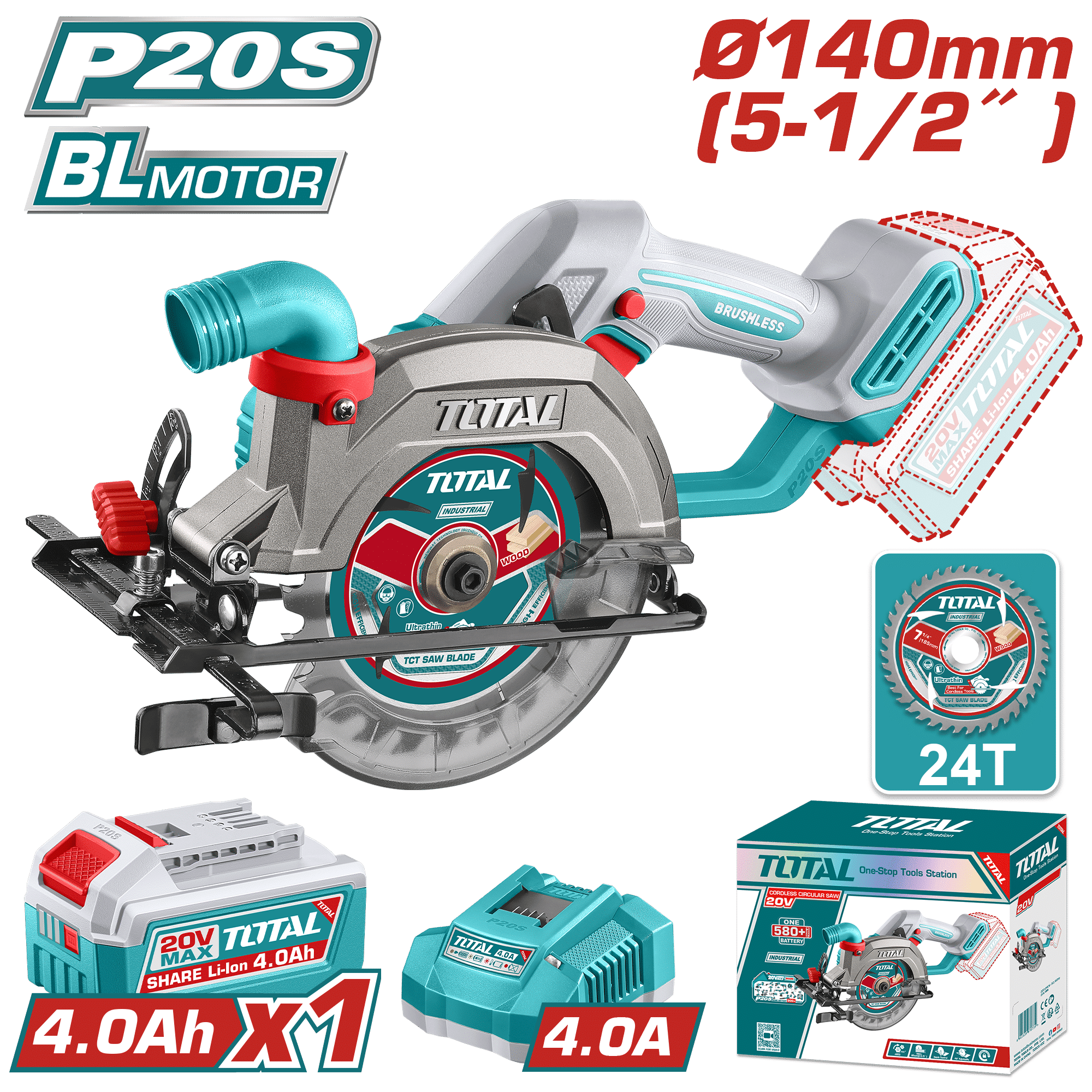 SIERRA CIRCULAR 20V 6300RPM 140MM BRUSHLESS 1X4.0AH INDUSTRIAL