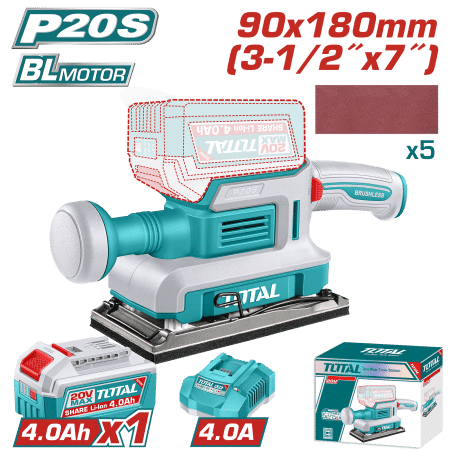 LIJADORA ACABADOS 20V 90X180MM 13000RPM 1X4.0AH + ACC INDUSTRIAL