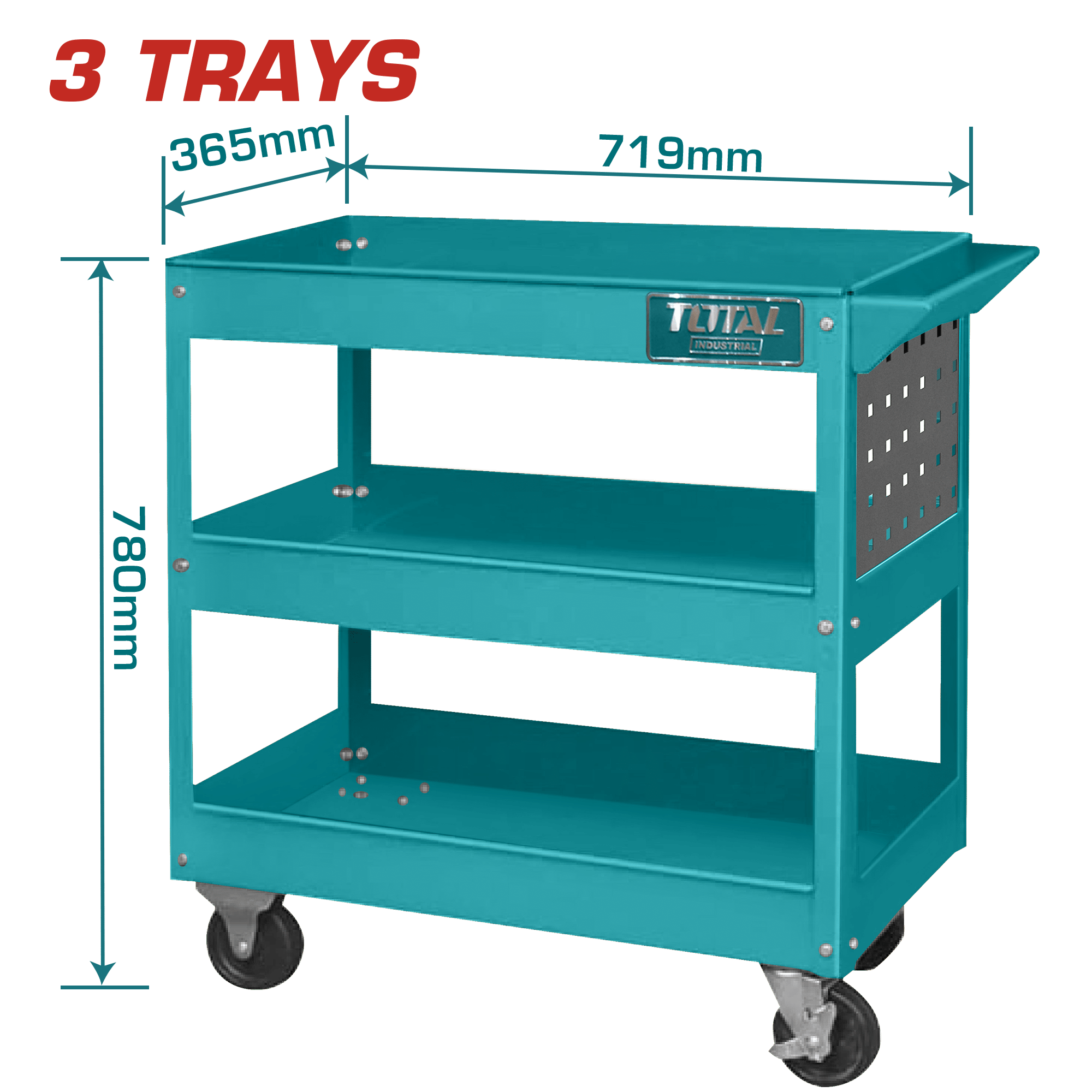 CARRO PORTA HERRAMIENTAS 3 NIVELES 719X365X663MM C/RUEDAS INDUSTRIAL
