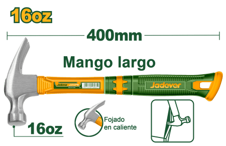 MARTILLO 16OZ 450G MANGO DE FIBRA (LARGO)
