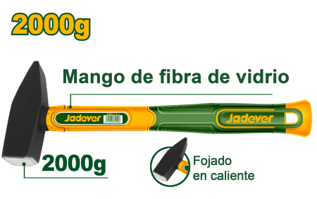 MARTILLO MECANICO MANGO FIBRA DE VIDRIO 2000G 45-ACERO CARBON