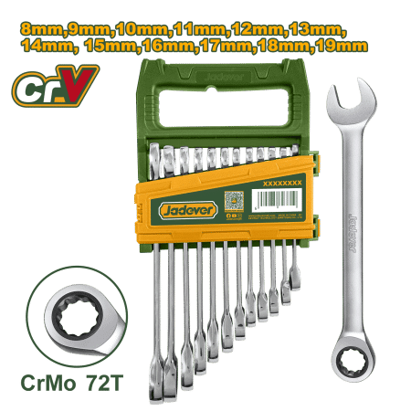 SET LLAVES COMBINACION 12PCS CR-MO 8-19MM 72T
