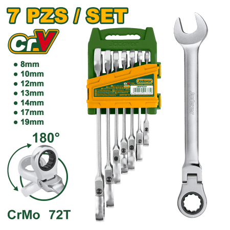 SET LLAVES COMBINACION 7PCS CR-MO 8-19MM 72T