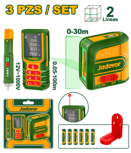 COMBO NIVEL LASER + MEDIDOR DE DISTANCIA JDDL1520/JDLE2M03