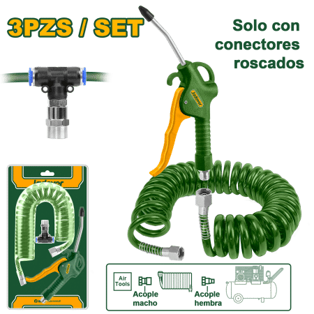 PISTOLA DE AIRE F: 4.5M X DIA 8MM + ACOPLE-T + MANGUERA 5M