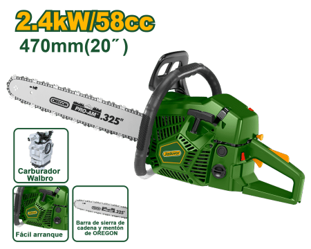 MOTOSIERRA 58CC 2.4KW 470MM 20" 2 TIEMPOS