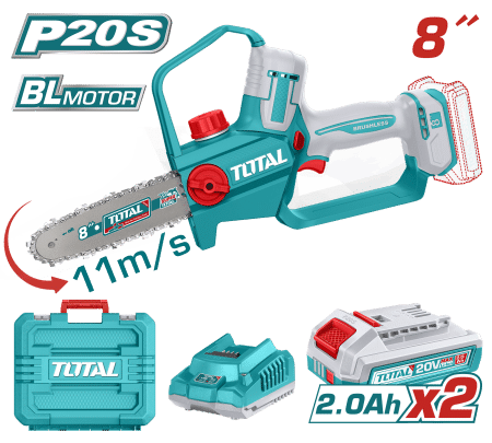 SIERRA DE CADENA LI-ION 20V 8'' 20CM 11M/S 2X2.0AH + ACC INDUSTRIAL