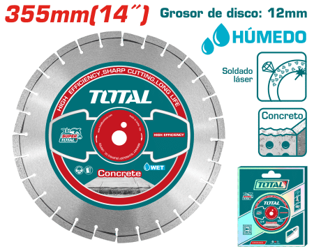 DISCO DIAMANTADO P/PISO CONCRETO 355X25.4MM HOJA:12MM HUMEDO