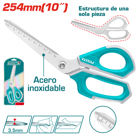 TIJERA ACERO INOX TRABAJO PESADO 210MM(8PULG) G:3.5MM HOJA CON ESCALA INDUSTRIAL