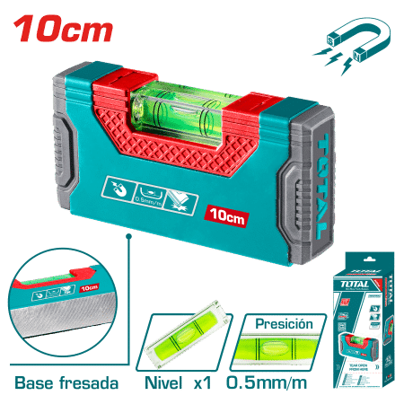 NIVEL BURBUJA 10CM B:1 ANTI-IMPACTO 0.5MM MAGNETICO