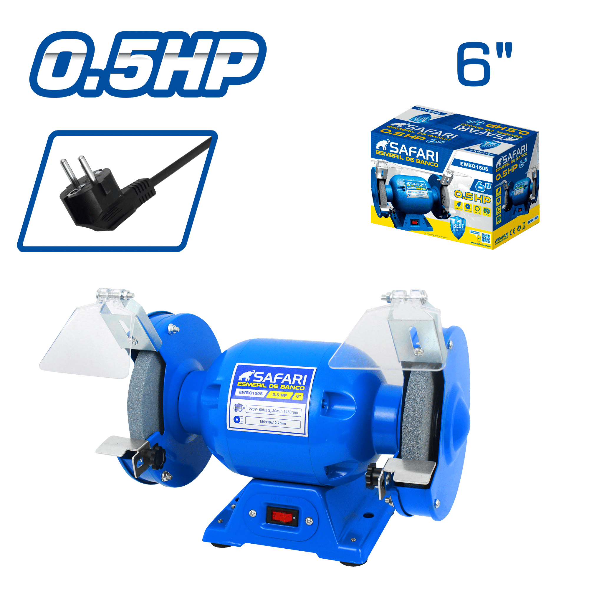 ESMERIL DE BANCO 6PULG 220V 0.5HP – ACERO