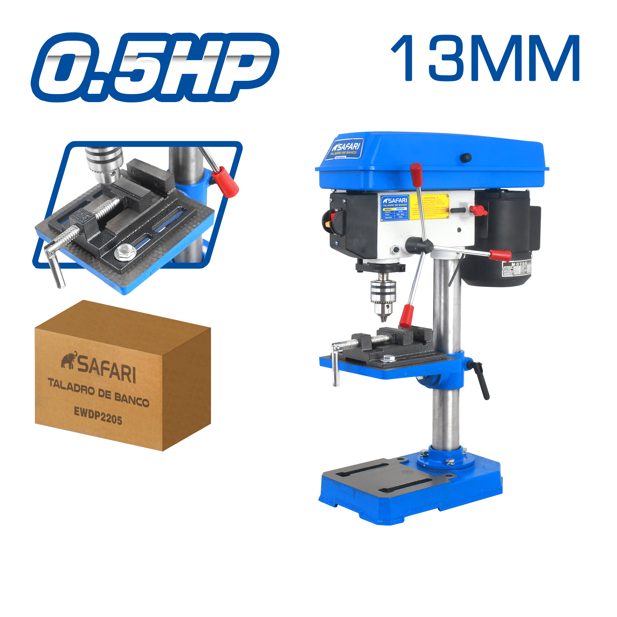 TALADRO BANCO 13MM 220V 0.5HP STANDARD